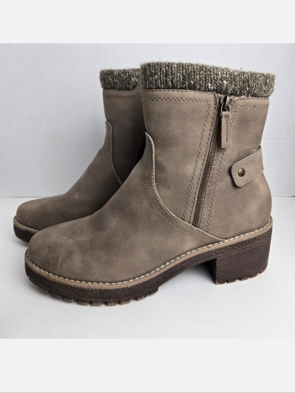 Cliffs by White Mountain Blasting Faux Leather Zip Up Mid Calf Boots Women 11